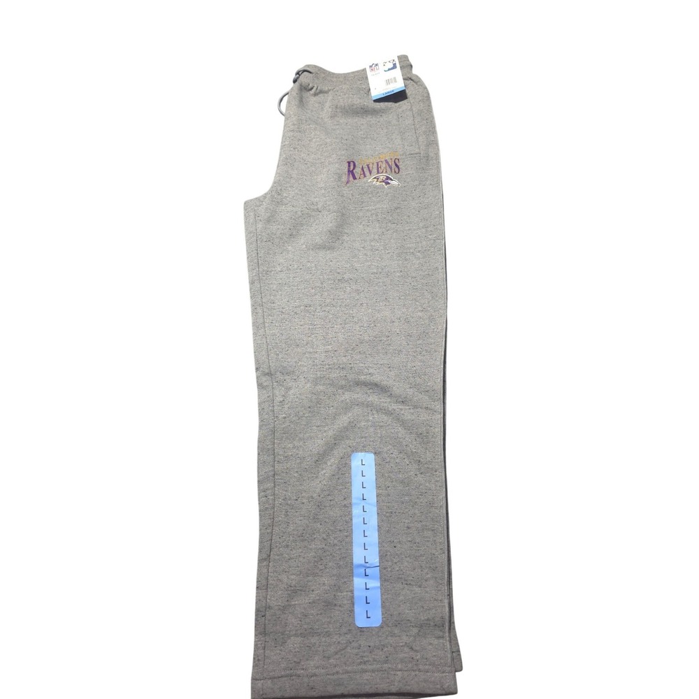 NFL Team Apparel Baltimore Ravens Fleece Pants Mens Large Gray Sweatpants New